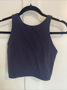 Athleta Navy High-Neck Crop Workout Tank
